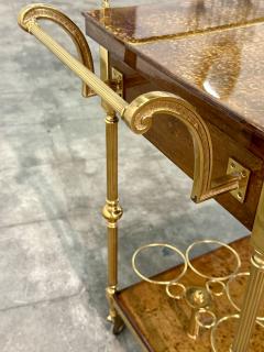 Italian Burl Wood and Brass Bar Cart 1950s - 4704080