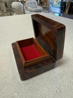 Italian Burlwood Box with Red Felt Interior 1970s - 4459095