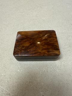 Italian Burlwood Box with Red Felt Interior 1970s - 4459096