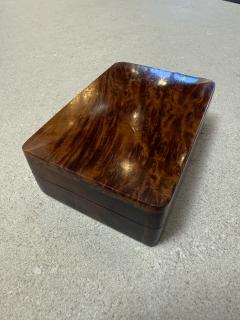 Italian Burlwood Box with Red Felt Interior 1970s - 4459097