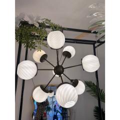 Italian Burnished Sputnik Chandelier in Milky White Swirl Style Murano Glass - 4303293