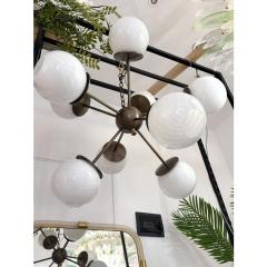 Italian Burnished Sputnik Chandelier in Milky White Swirl Style Murano Glass - 4303303