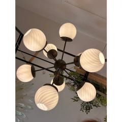 Italian Burnished Sputnik Chandelier in Milky White Swirl Style Murano Glass - 4303312