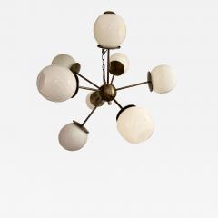 Italian Burnished Sputnik Chandelier in Milky White Swirl Style Murano Glass - 4306133