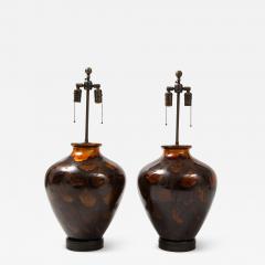 Italian Burnt Orange Ceramic Lamps - 2162458