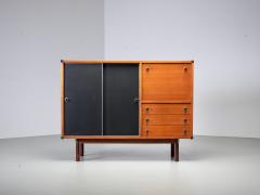Italian Cabinet Secretary in Teak Metal and Black Laminate 1960s - 4088042