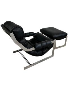 Italian Cantilever Chrome Lounge Chair and Ottoman 1970 - 4210465