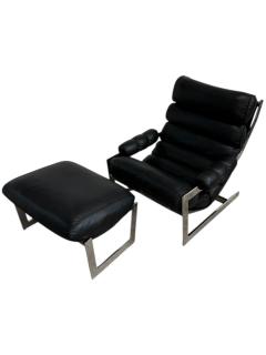 Italian Cantilever Chrome Lounge Chair and Ottoman 1970 - 4210466