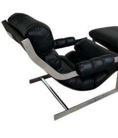 Italian Cantilever Chrome Lounge Chair and Ottoman 1970 - 4210468