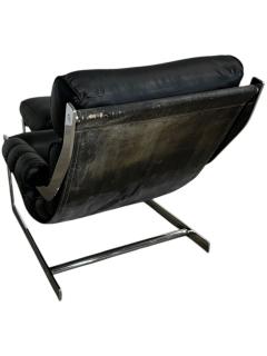 Italian Cantilever Chrome Lounge Chair and Ottoman 1970 - 4210469