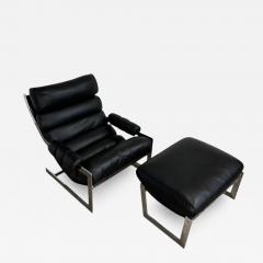 Italian Cantilever Chrome Lounge Chair and Ottoman 1970 - 4211596