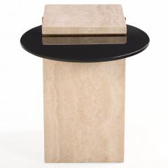 Italian Cantilevered Glass and Travertine Side Table  - 4589980