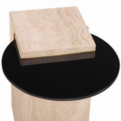 Italian Cantilevered Glass and Travertine Side Table  - 4589981
