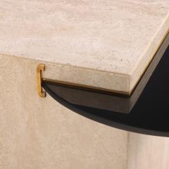 Italian Cantilevered Glass and Travertine Side Table  - 4589983