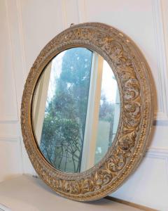 Italian Carved Giltwood Round Mirror 19th Century - 4473953