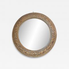 Italian Carved Giltwood Round Mirror 19th Century - 4475500
