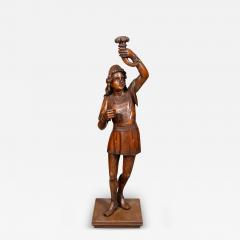 Italian Carved Walnut Torchere Of A Standing Boy Holding A Torch - 4153815