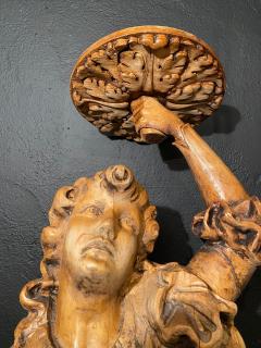 Italian Carved Wood Figural Card Stand Receiver Late 18th Century - 2955369