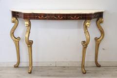Italian Carved and Gilded Wood Console Table with Marble Top and Mirror - 3262600