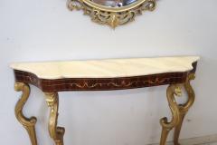 Italian Carved and Gilded Wood Console Table with Marble Top and Mirror - 3262605