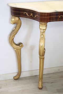 Italian Carved and Gilded Wood Console Table with Marble Top and Mirror - 3262607