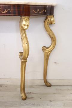 Italian Carved and Gilded Wood Console Table with Marble Top and Mirror - 3262608