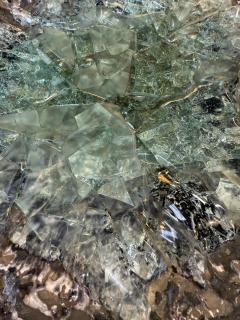 Italian Cast Glass and Textured Metal Centerpiece Bowl 1970s - 4472328