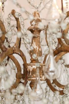 Italian Chandelier in Wood Gilt Iron and Glass - 4123092