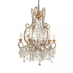 Italian Chandelier in Wood Gilt Iron and Glass - 4123094
