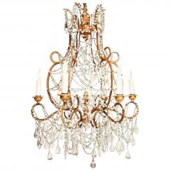 Italian Chandelier in Wood Gilt Iron and Glass - 4123098
