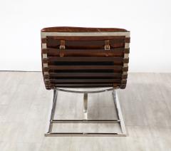 Italian Channeled Leather and Chrome Chaise Longue 1970 - 2919692