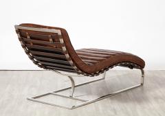 Italian Channeled Leather and Chrome Chaise Longue 1970 - 2919701