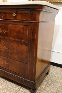 Italian Charles X Inlaid Walnut Antique Chest of Drawers Restored - 4143046