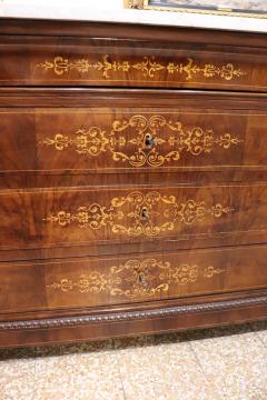 Italian Charles X Inlaid Walnut Antique Chest of Drawers Restored - 4143047
