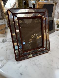 Italian Chrome and Burgundy Suede Picture Frame 1970s - 4713367