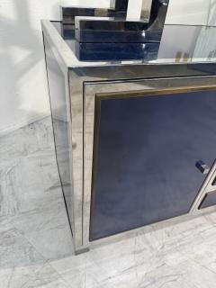 Italian Chrome and Lacquered Credenza with Geometric Bookshelf 1970s - 4307945