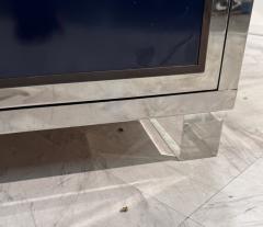 Italian Chrome and Lacquered Credenza with Geometric Bookshelf 1970s - 4307951