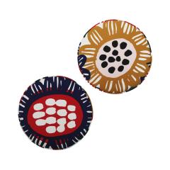 Italian Circular Floral Patterned Ottomans 1960 Set of 2 - 4415506