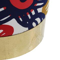 Italian Circular Floral Patterned Ottomans 1960 Set of 2 - 4415507