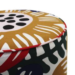 Italian Circular Floral Patterned Ottomans 1960 Set of 2 - 4415509