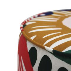 Italian Circular Floral Patterned Ottomans 1960 Set of 2 - 4415510