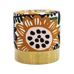 Italian Circular Floral Patterned Ottomans 1960 Set of 2 - 4415512