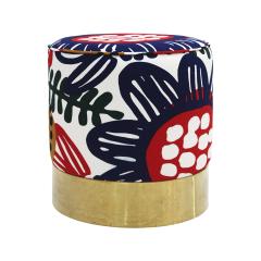 Italian Circular Floral Patterned Ottomans 1960 Set of 2 - 4415518