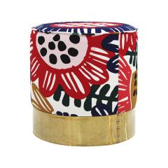 Italian Circular Floral Patterned Ottomans 1960 Set of 2 - 4415521