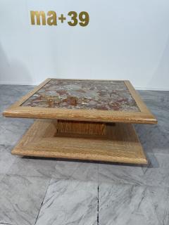 Italian Coffee Table with Central Marble 1970s - 4329573
