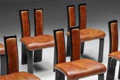 Italian Cognac Leather Dining Chairs 1980s - 2932726
