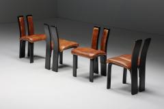 Italian Cognac Leather Dining Chairs 1980s - 2932727