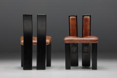 Italian Cognac Leather Dining Chairs 1980s - 2932729