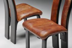 Italian Cognac Leather Dining Chairs 1980s - 2932732