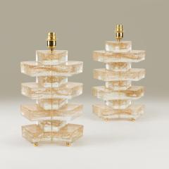 Italian Como stacked Murano table lamps with gold flecks - 4615784